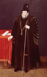 Porträt von William Cecil, 1. Baron Burghley (1520-98) Lord High Treasurer