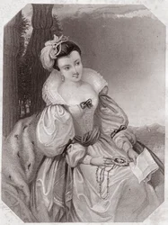 Prinzessin von Frankreich (Verlorene Liebesmüh) - Aus „Galerie des femmes de Shakespeare, Sammlung von fünfundvierzig ernsthaften Porträts der ersten Künstler Londons, bereichert mit kritischen und literarischen Hinweisen“ um 1838