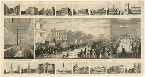 Prozession zur Übergabe der Großen Nationalen Petition mit 3.317.702 Unterschriften an das House of Commons, 1842