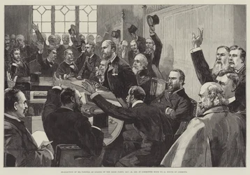 Wiederwahl von Mr. Parnell zum Führer der irischen Partei, 25. November 1890, im Ausschusszimmer Nr. 15, House of Commons