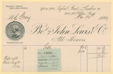 Quittung von John Lewis & Co., 14. November 1896