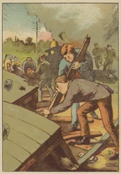 Suche nach Verwundeten (farbiger Stich)