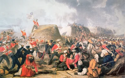 Sgt. McCabe hisst die Farben auf den Wällen in der Schlacht von Sobraon