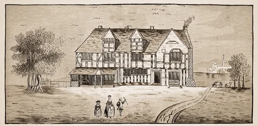 Shakespeares Haus, Stratford-Upon-Avon (Sepia-Foto)