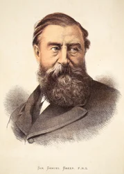 Sir Samuel Baker, Illustration aus der Bildausgabe des Lebens und der Entdeckungen von David Livingstone von J. Ewing Richie, veröffentlicht von A. Fullarton & Co., 1876