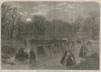 Schlittschuhlaufen auf der Serpentine bei Fackellicht