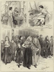 Skizzen in einer Baumwollfabrik in Manchester