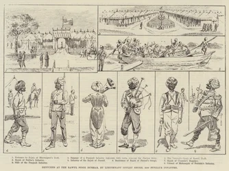 Skizzen beim Rawul Pindi Durbar (Gravur)