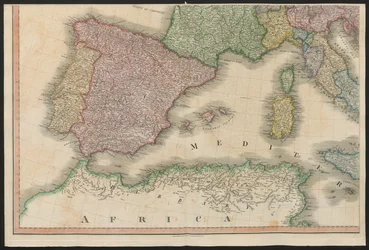 Spanien und Portugal, aus Europa, beschreibt alle Änderungen des Territoriums, zusammen mit ihren Abweichungen in den Grenzlinien seiner verschiedenen Reiche und Staaten, vereinbart und bestätigt durch den definitiven Vertrag von Paris, 20. Nov. 1815, verö