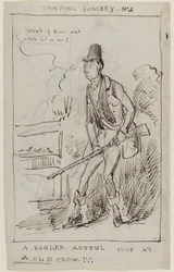 Sportgalerie Nr. 2, Ein Regler, Artful Cove bei einem Old Crow, ca. 1825 (Feder und Tinte auf Papier)