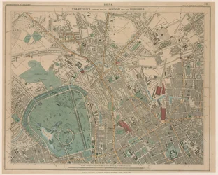 Stanfords Bibliothekskarte von London und seinen Vororten
