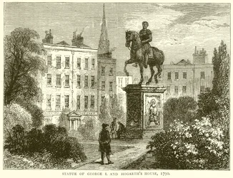 Statue von George I. und Hogarths Haus