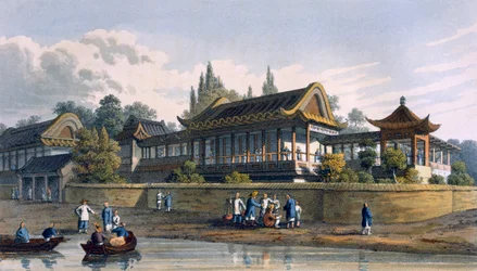 Sommerpalast des Kaisers, gegenüber der Stadt Tien-Sing, 1817
