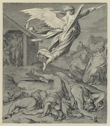 Ruf des zerstörenden Engels nach Babylon (Gravur)