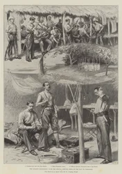Die Ashanti-Expedition, mit dem Sonderdienstkorps auf dem Weg nach Coomassie (Lithografie)