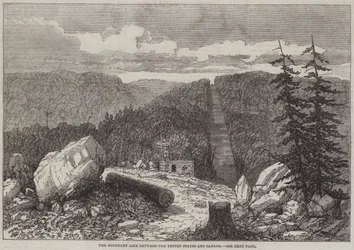 Die Grenzlinie zwischen den Vereinigten Staaten und Kanada (Stich)