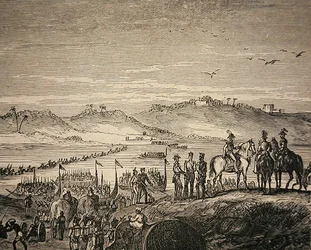 Die britische Armee überquert den Sutlej-Fluss