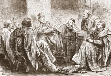 Das Konklave wählt den Kaiser von Deutschland, Illustration aus Die Geschichte des Protestantismus von James Aitken Wylie, veröffentlicht 1878