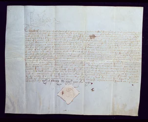 Der Todesbefehl von Thomas Howard, 4. Herzog von Norfolk, unterzeichnet von Königin Elisabeth I., 1572 (Tinte auf Pergament)