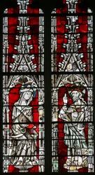 Das Ostfenster (Ew) mit der Darstellung der Krönung Mariens