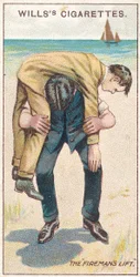 Der Feuerwehrmann-Hub Nr. 1, Nr. 18 aus der Erste-Hilfe-Serie von Willss Zigarettenkarten, 1913