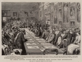 Die Generalwahl, schottische Peers im Holyrood Palace wählen ihre Vertreter