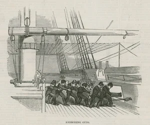 Die Greenwich Royal Hospital Schulen; Übung mit Kanonen