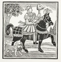 Die Geschichte von Guy, Earl of Warwick, Illustration aus Chap-books des achtzehnten Jahrhunderts von John Ashton, veröffentlicht 1882