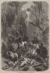 Die kaiserliche Jagd im Wald von Fontainebleau (Gravur)