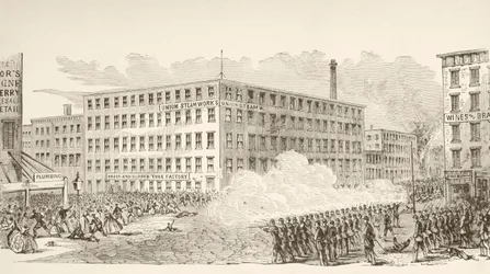 Der Vorfall in der Second Avenue während der New Yorker Draft Riots im Juli 1863