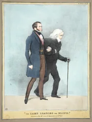 Der Lahme führt den Blinden, veröffentlicht 1832 (kolorierte Gravur)