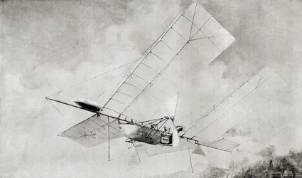 Die Langley Aerodrome Flugmaschine im Flug im 19. Jahrhundert. Aus The Strand Magazine, veröffentlicht 1897.