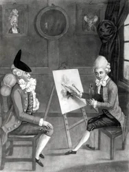 Der Macaroni-Maler, oder Billy Dimple passt für sein Bild, veröffentlicht von Bowles und Carver, 1772