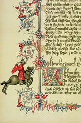 Der Kaufmann, Faksimile-Detail aus den Canterbury Tales von Geoffrey Chaucer