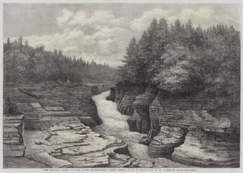 Die natürlichen Stufen am Fluss Montmorency, in der Nähe von Quebec (Stich)