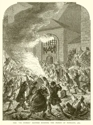 Die No Popery-Randalierer brennen das Gefängnis von Newgate nieder, 1780