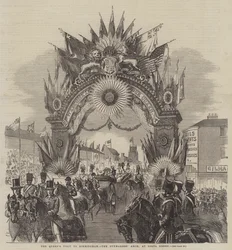 Der Besuch der Königin in Birmingham, der Büchsenmacherbogen in Gosta Green