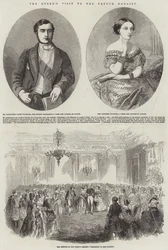 Der Besuch der Königin in der französischen Botschaft (Gravur)