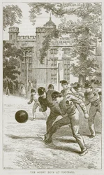 Die Rugby-Jungen beim Fußball, Illustration aus The Boys Own Volume, ca. 1860
