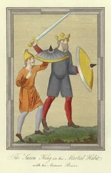 Der sächsische König in seiner kriegerischen Tracht mit seinem Waffenmeister