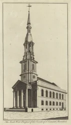 Die Südwestansicht der Kirche St. Leonard, Shoreditch