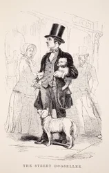 Der Straßenhundeverkäufer, Illustration aus London Labour and London Poor von Henry Mayhew, veröffentlicht 1862