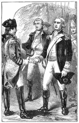 Die Kapitulation von Cornwallis, aus Die Geschichte Frankreichs, von Emile de Bonnechose, veröffentlicht von Ward, Lock und Co, London