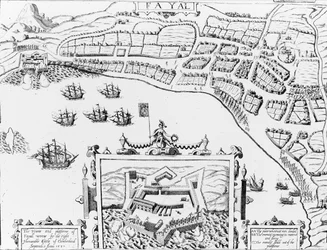 Die Stadt und Plattform von Fayall, gewonnen vom rechten ehrenwerten Earl of Cumberland, 2. September 1589