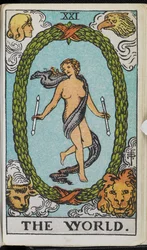 Die Welt, aus „Der Schlüssel zum Tarot: Fragmente einer geheimen Tradition unter dem Schleier der Weissagung. [Mit einem Kartensatz.]“