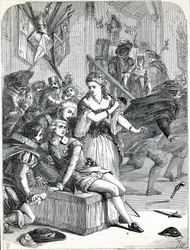 Die Ermordung Gustavs III. durch Jacob Johan Anckarström auf einem Maskenball, Stockholm, Schweden, 1792