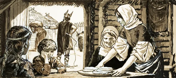 Die Frauen von Linby backen Fladenbrot
