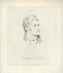 Thomas Phillips, englischer Porträt- und Themenmaler. Radierung von Mary Dawson Turner