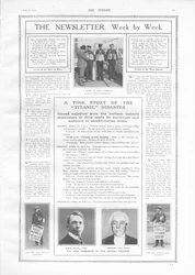 Zeitachse der Ereignisse und Artikel über das Sinken der Titanic, aus The Sphere, 27. April 1912