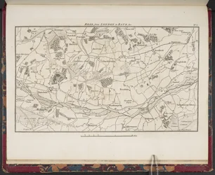 Topographische Karte der großen Straße von London nach Bath und Bristol, mit dem Land drei Meilen auf jeder Seite